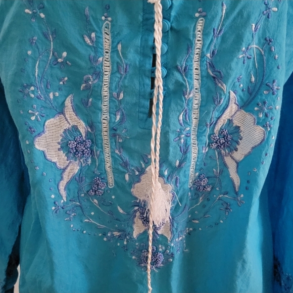 CALYPSO Christiane Celle Blue Boho Dress Size Medium - Picture 5 of 5